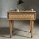 Table de Chevet vintage en chêne et rotin