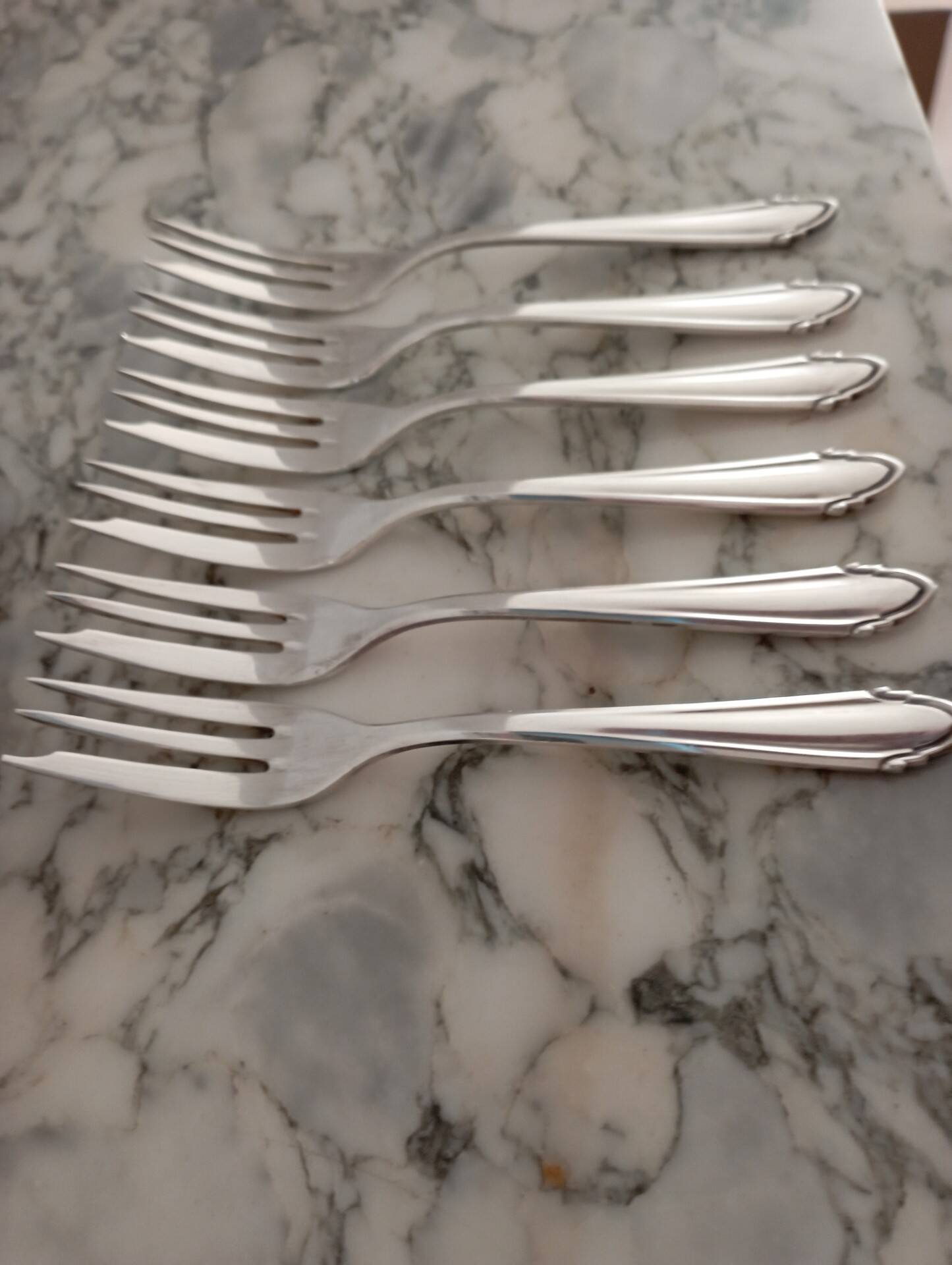 Silver metal dessert forks