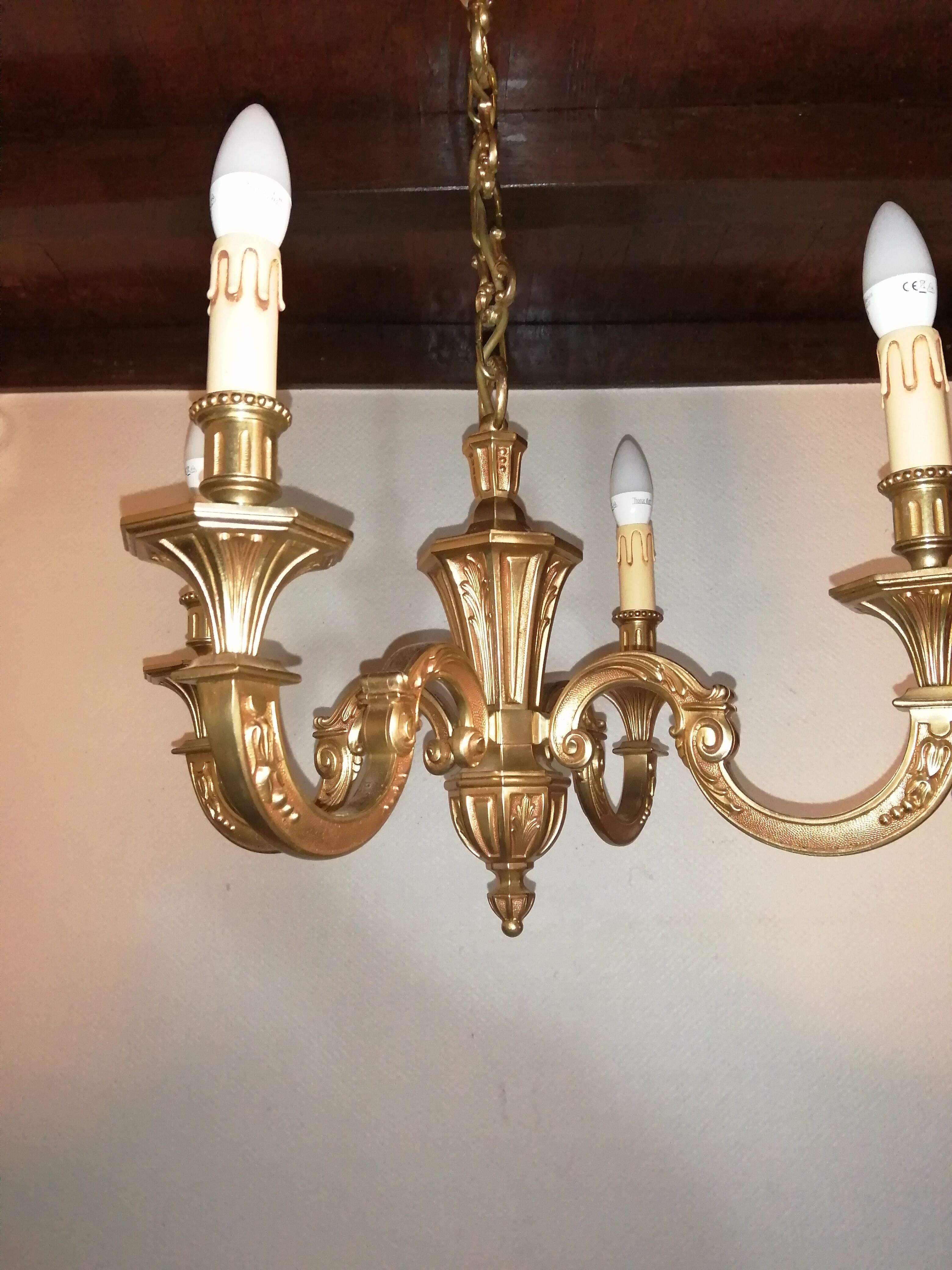 Bronze chandelier 4 arms vintage 1970