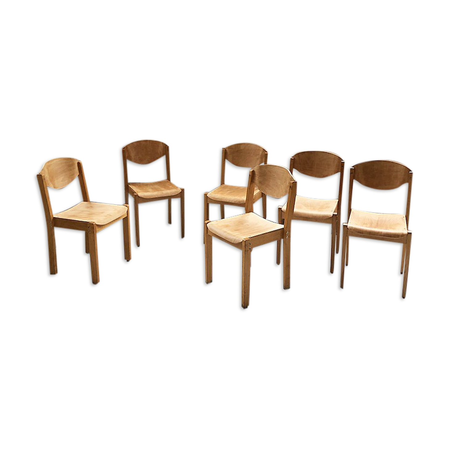6 beech chairs 1980