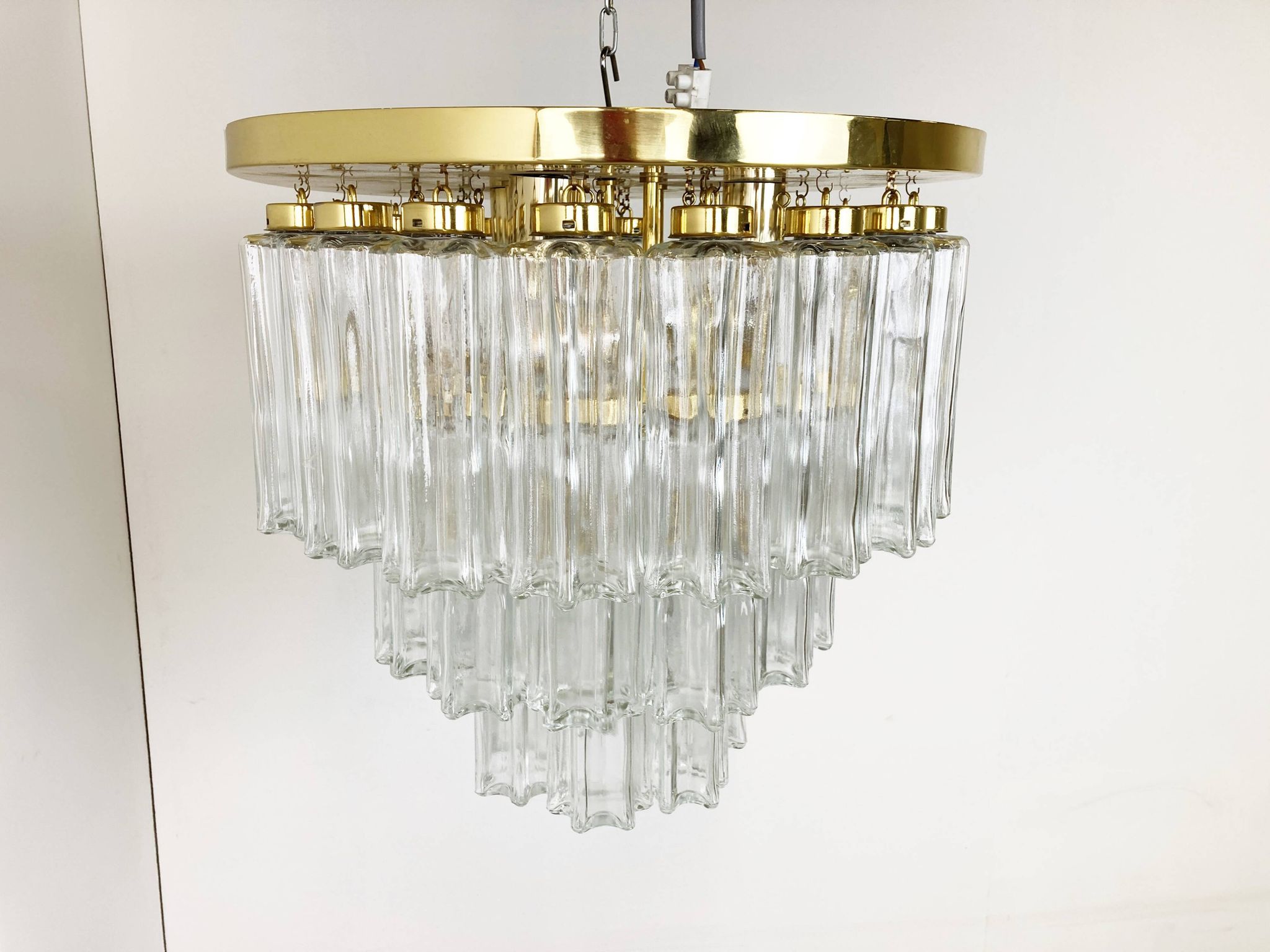 Flush mount chandelier by Glashutte Limburg, 1970s