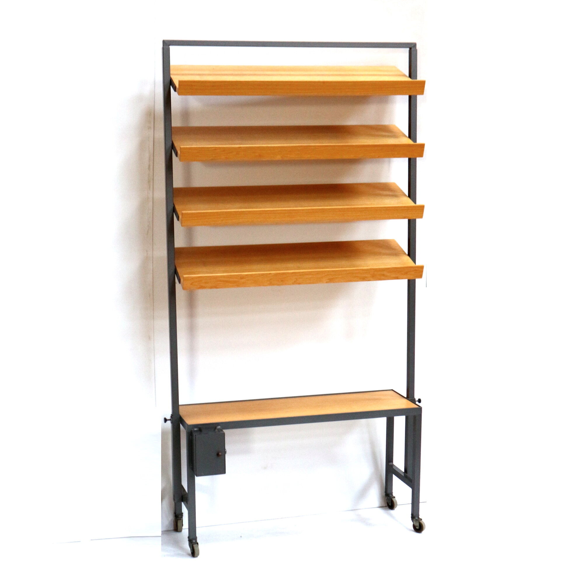 Vintage height-adjustable wall rack / room divider / bookshelf from the 1960s