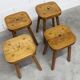 Set of 4 brutalist stools, handcrafted, 1960, flower.