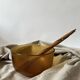 large vintage salad bowl in smoked and amber glass, France 1970