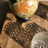 Decorative wooden top with checkerboard effect