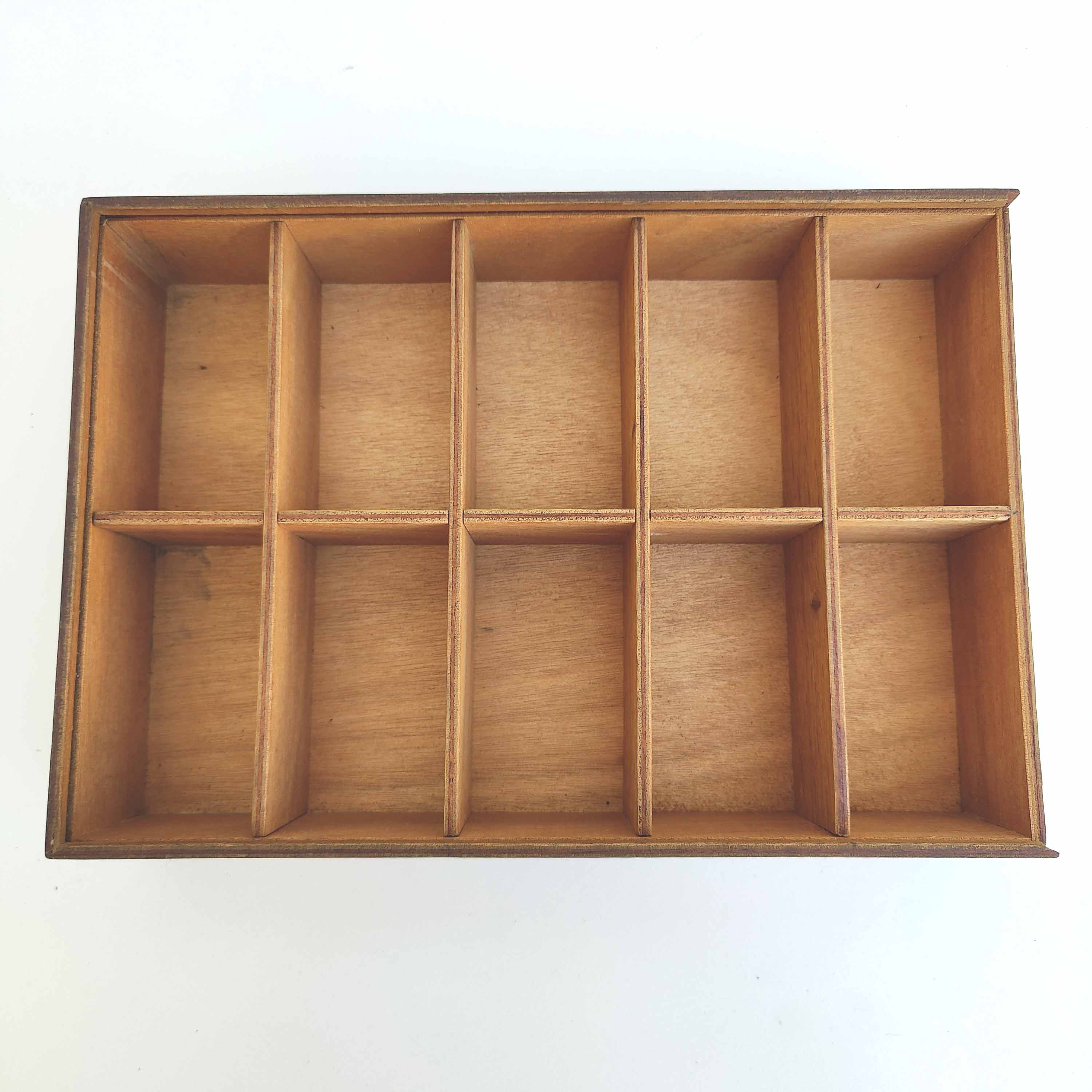Wooden box locker with sliding lid compartment