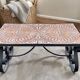 Vintage ceramic and wrought iron coffee table from around 1970.