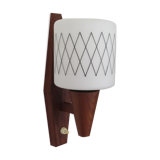 Scandinavian wall lamp in teak and opaline