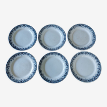 Set of 6 flat blue plates St Amand and Hamage Morocco series
