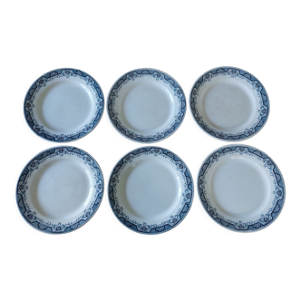 Set of 6 flat blue plates St Amand and Hamage Morocco series
