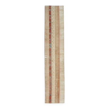 Red & Cream Long Turkish Vintage Runner Rug. 69x312Cm