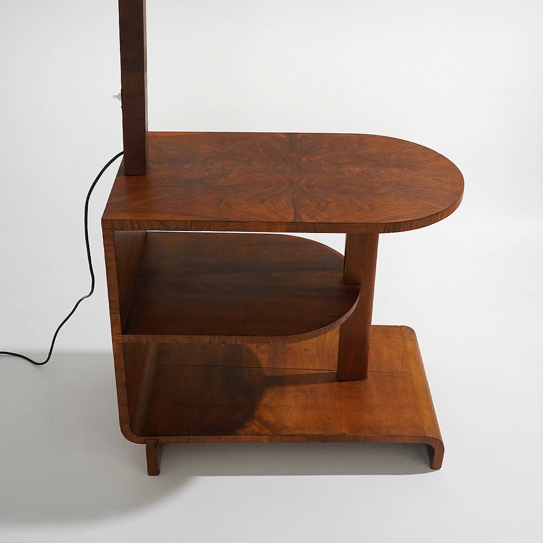 Floor lamp with burl table, 1930s