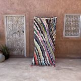 Colorful Boucherouite Moroccan rug - 89 x 202 cm