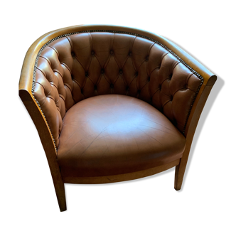 Leather chesterfield club armchair