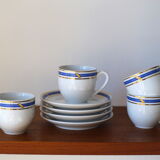 Coffee cups made of fine vintage porcelain blue and gold