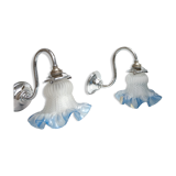 2 blue swan collar sconces