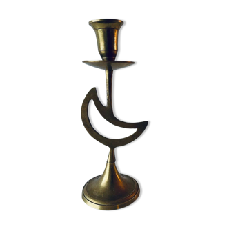 Brass moon candle holder