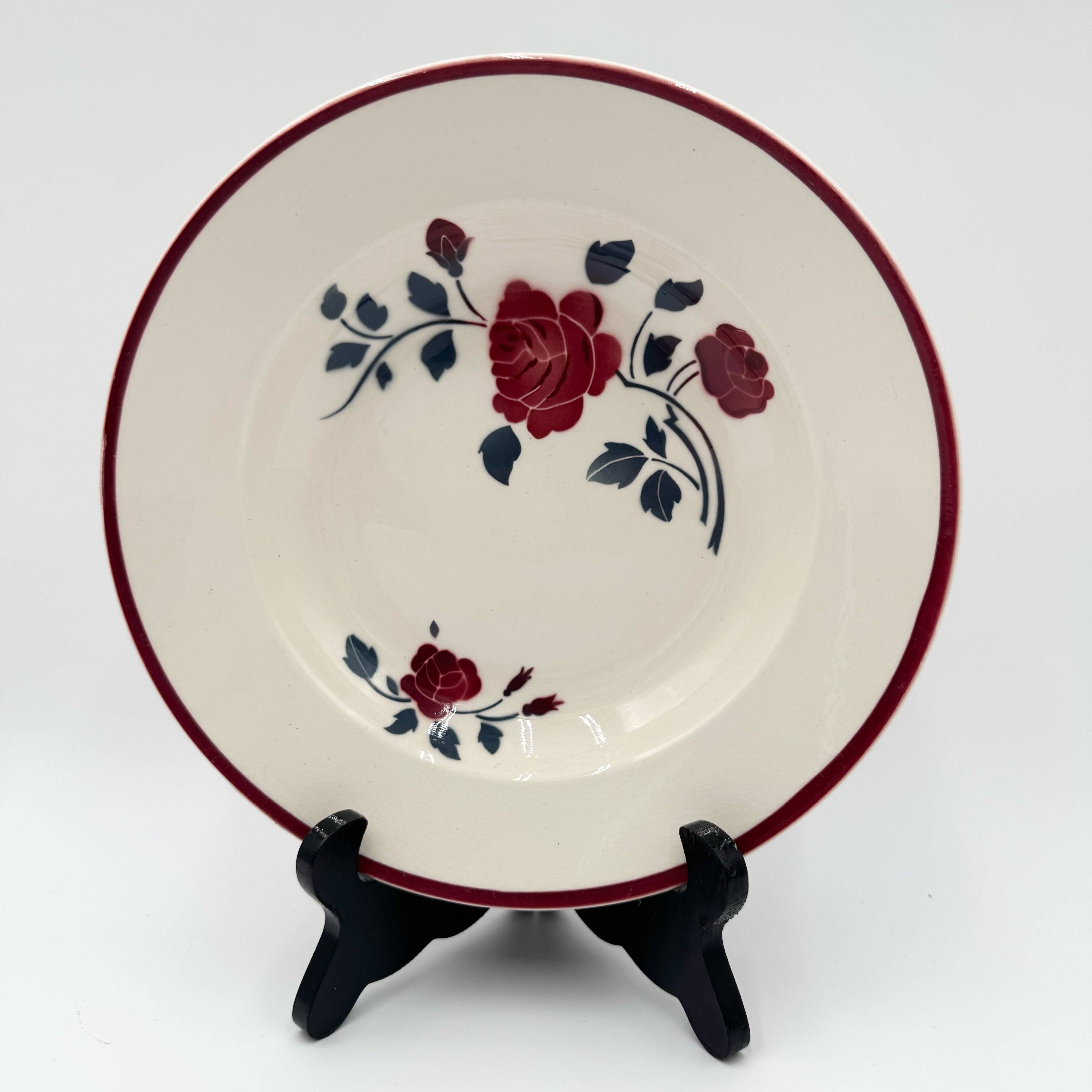 9 soup plates Badonviller model "Les Roses" from the 1950s