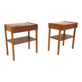 Set of 2 Scandinavian teak bedside tables, Sweden, 1960.