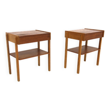 Set of 2 Scandinavian teak bedside tables, Sweden, 1960.