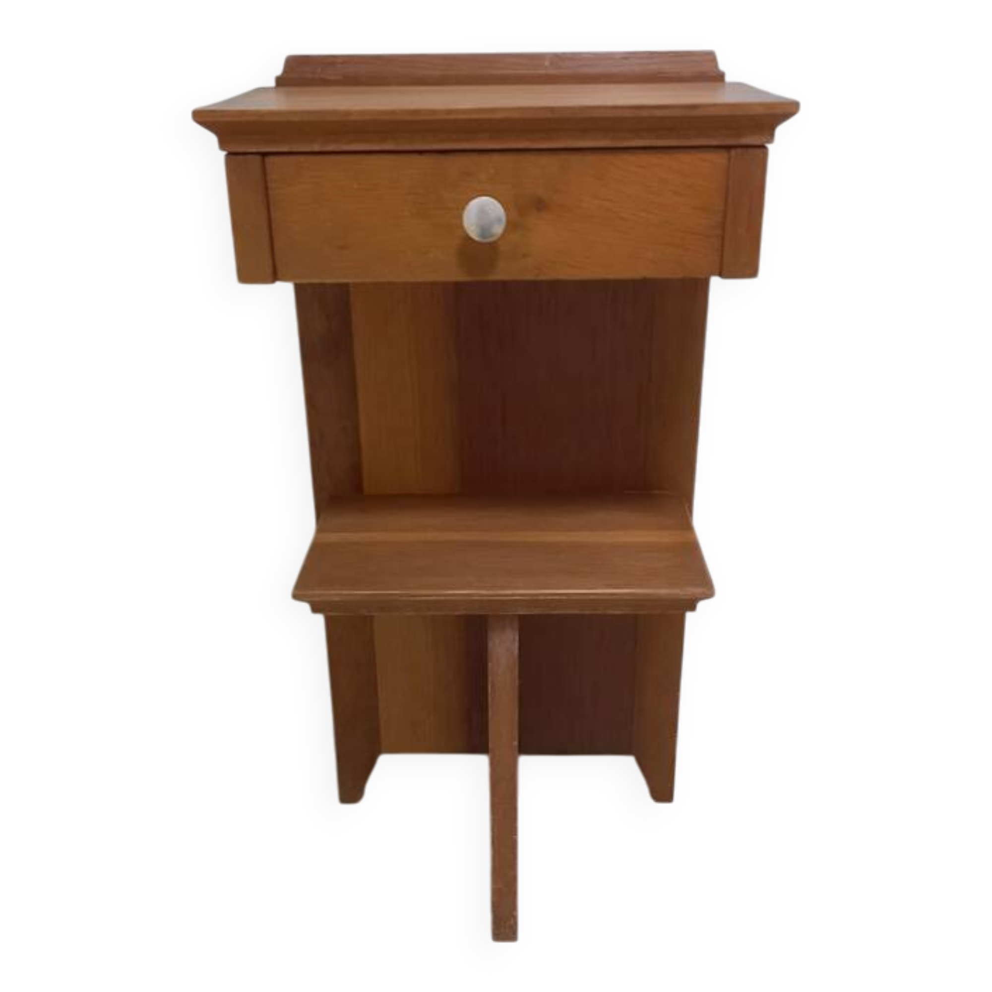 Vintage tripod oak bedside table
