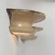 Pair of vintage modernist wall lights, beige painted metal and glass, France, 1930