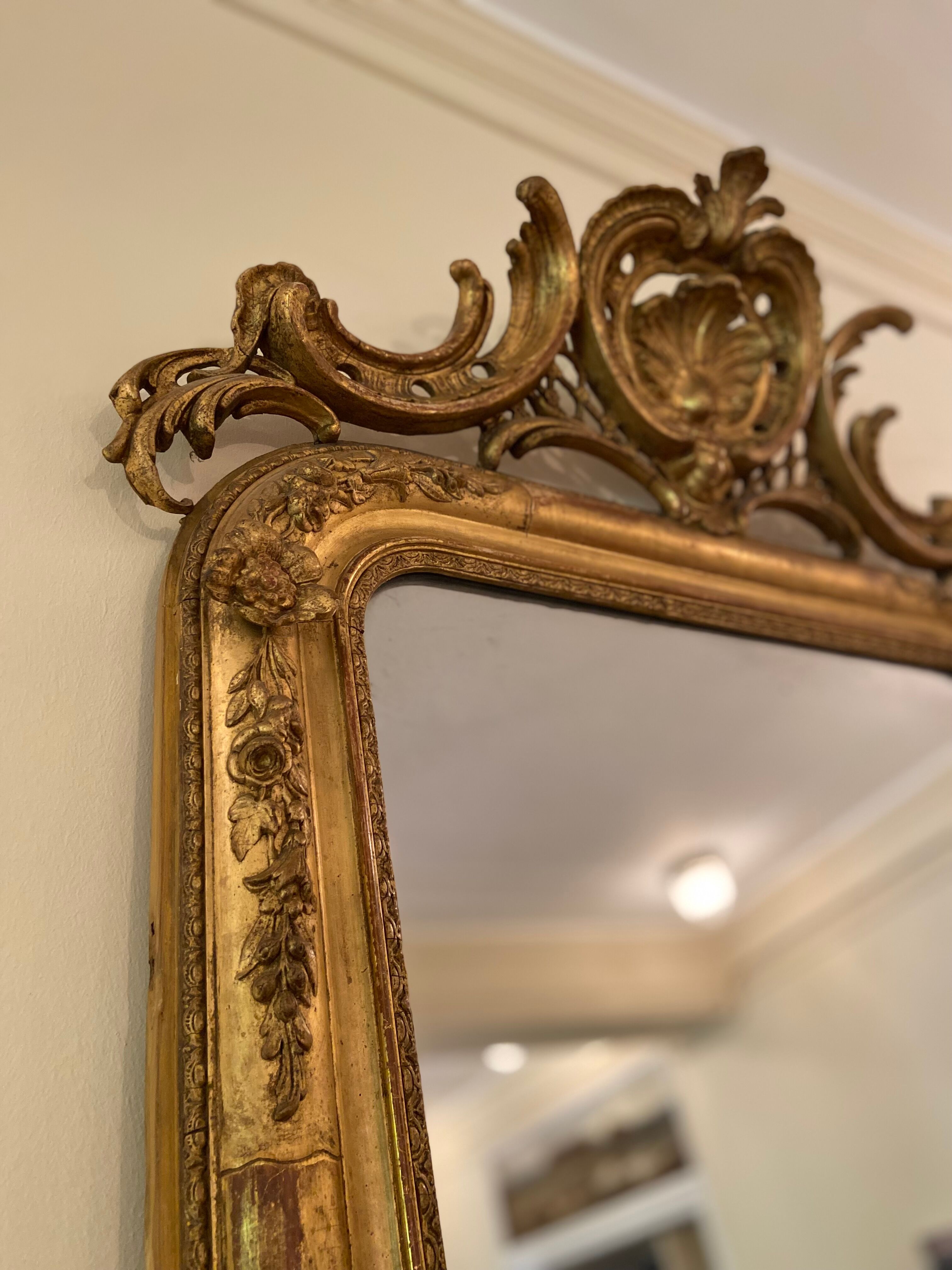 Old mercury mirror with pediment