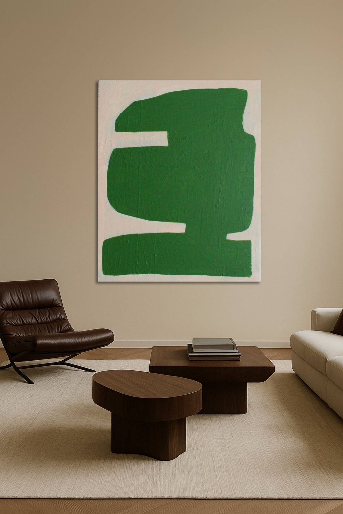 Large minimalist canvas "Verdura" 116x89cm signed Bodasca