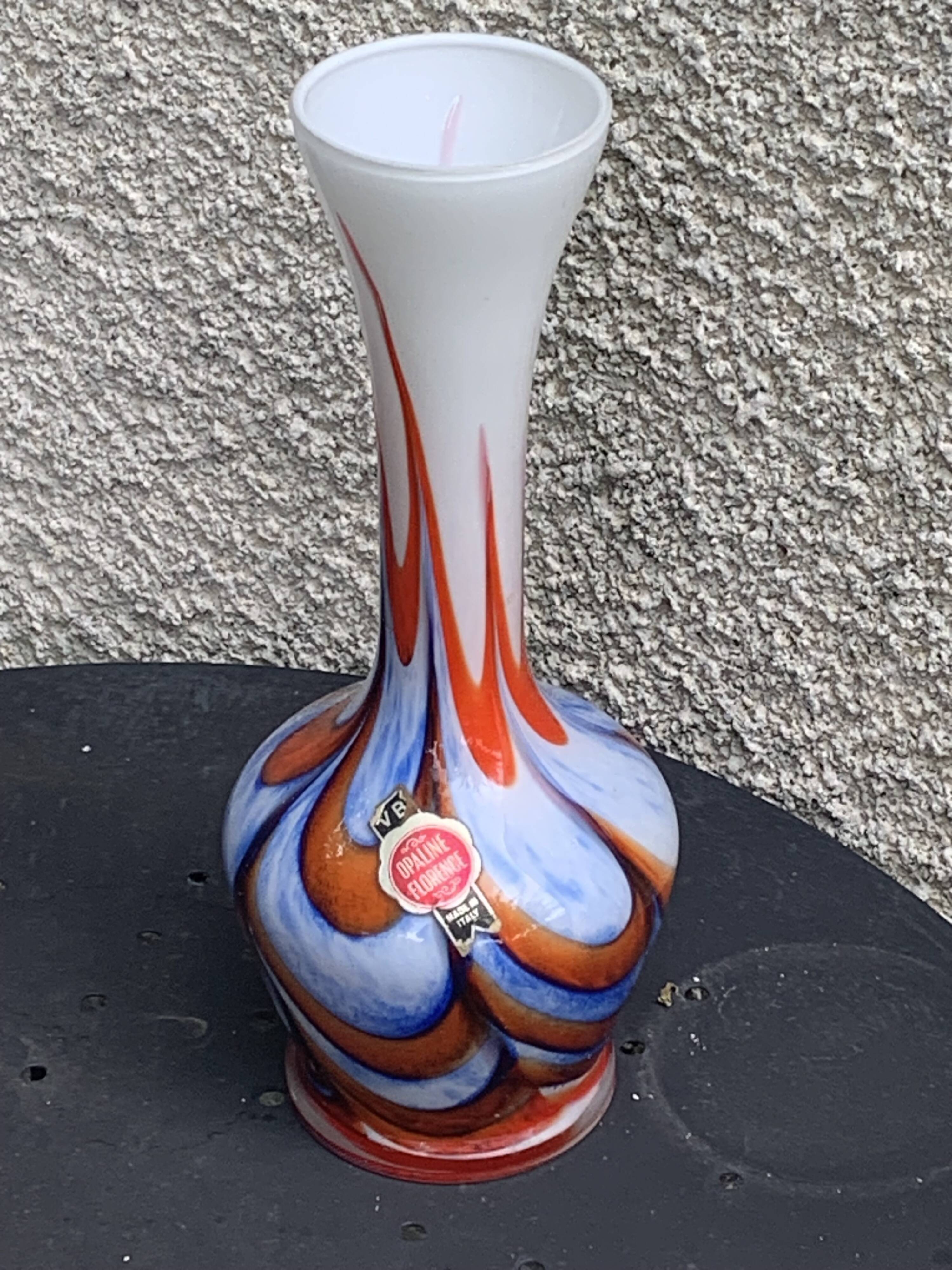 Opaline vase, stamped bb, Florence made in Italy, vintage