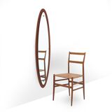 Oval wall mirror in teak, 1960s