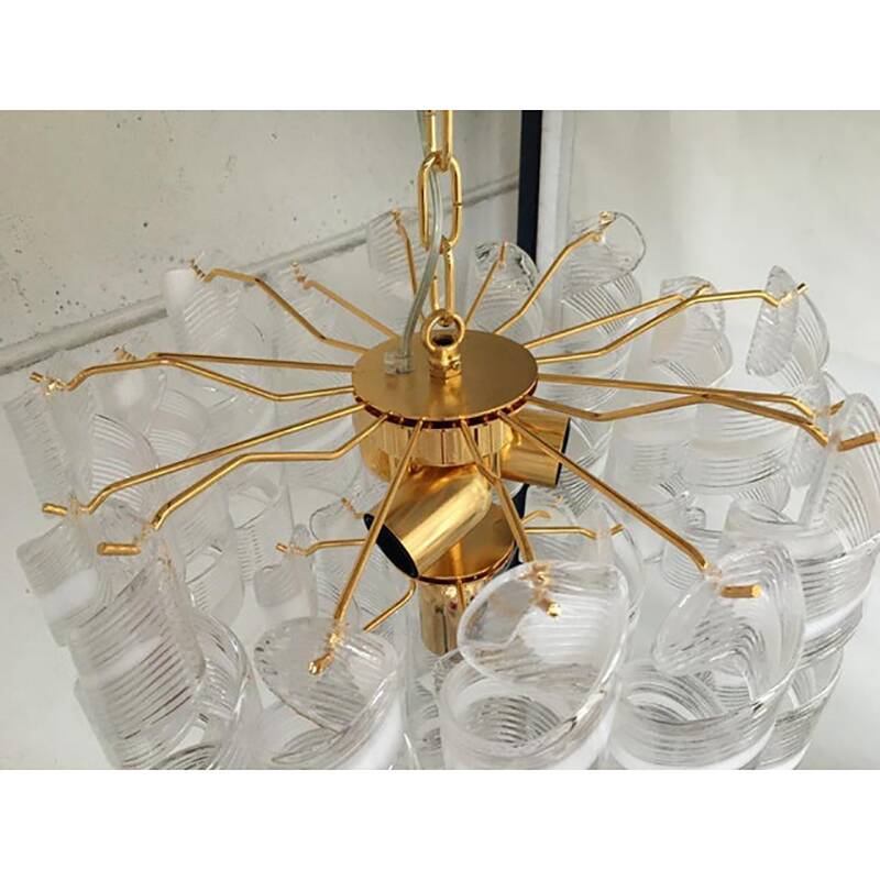 Murano Glass Chandelier "Virgola" Made in Italy Venini Style