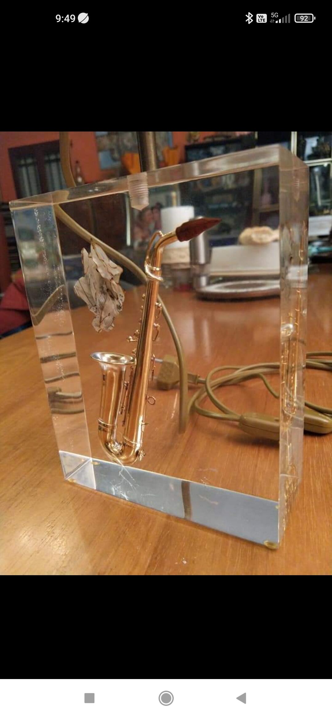 Fractal resin lamp base with inclusion by Pierre Giraudon circa 1970