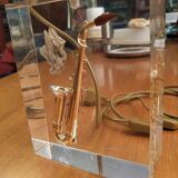Fractal resin lamp foot with inclusion by pierre giraudon circa 1970