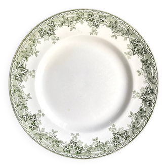 Assiette plate St Amand & Hamage en terre de fer verte, service "Estival"