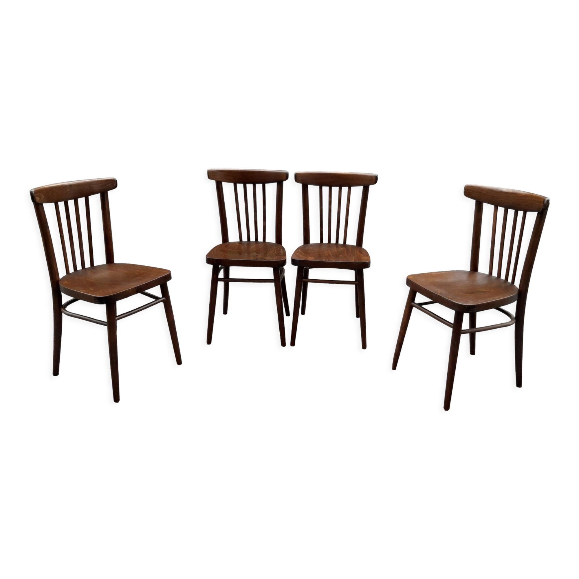 Curved wood bistro chairs edition Ton 1960