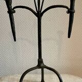 Brutalist candlestick in struck steel 1980