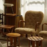 Pair of pine stools by a Swedish cabinetmaker, mid-century, 1960s.