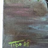 Oil painting on canvas bouquet of vintage lilac flowers signed