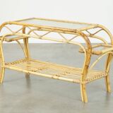 vintage rattan coffee table by Rohé Noordwolde from the 1950s