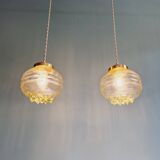 Space Age pendant light in yellow clear glass (13 available), 1960s-70s