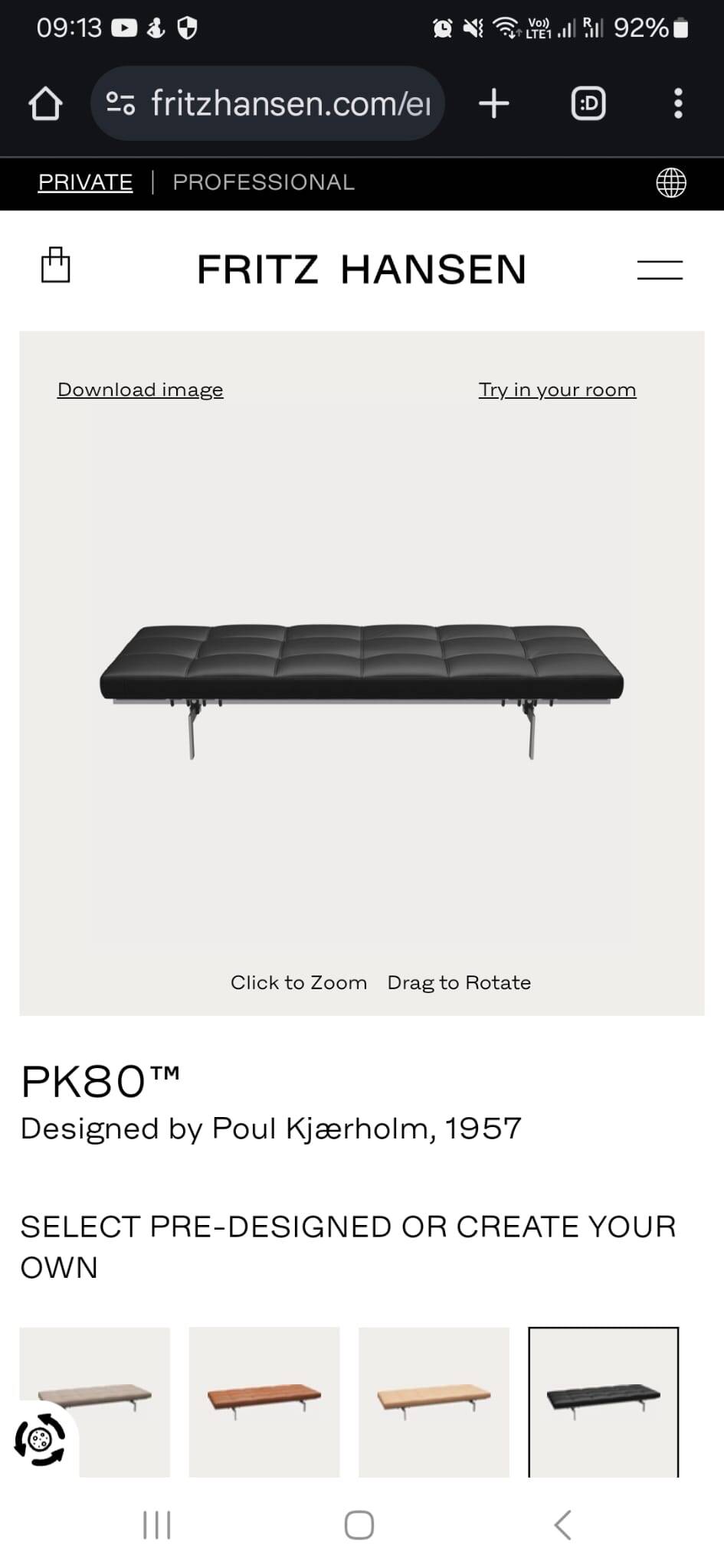 Fritz Hansen PK80 Daybed / Bench by Poul Kjærholm