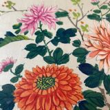Tableau deux aquarelles sur tissus Chine fleurs et oiseaux cadres XIX°