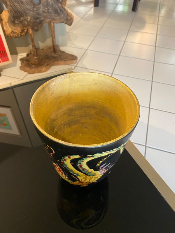 Vase en céramique avec décors de Coq