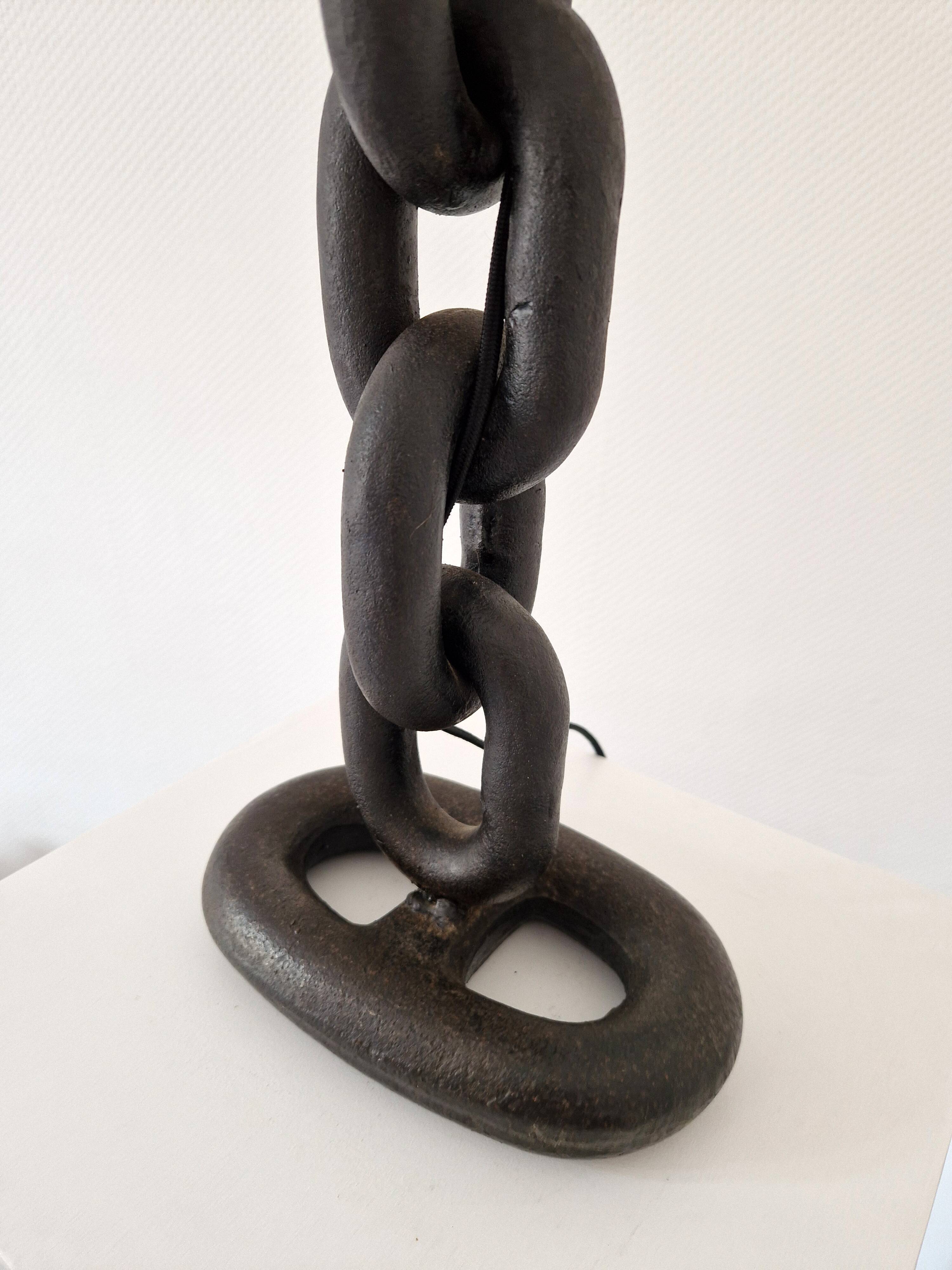 Brutalist lamp foot in boat chain links 1950