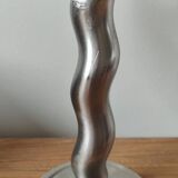 Vintage brutalist chandelier with 4 lights in brushed metal.