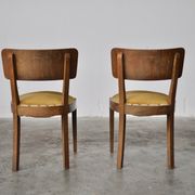 Vintage walnut chairs with studs & straps and springs in velvet, italy, 1920s