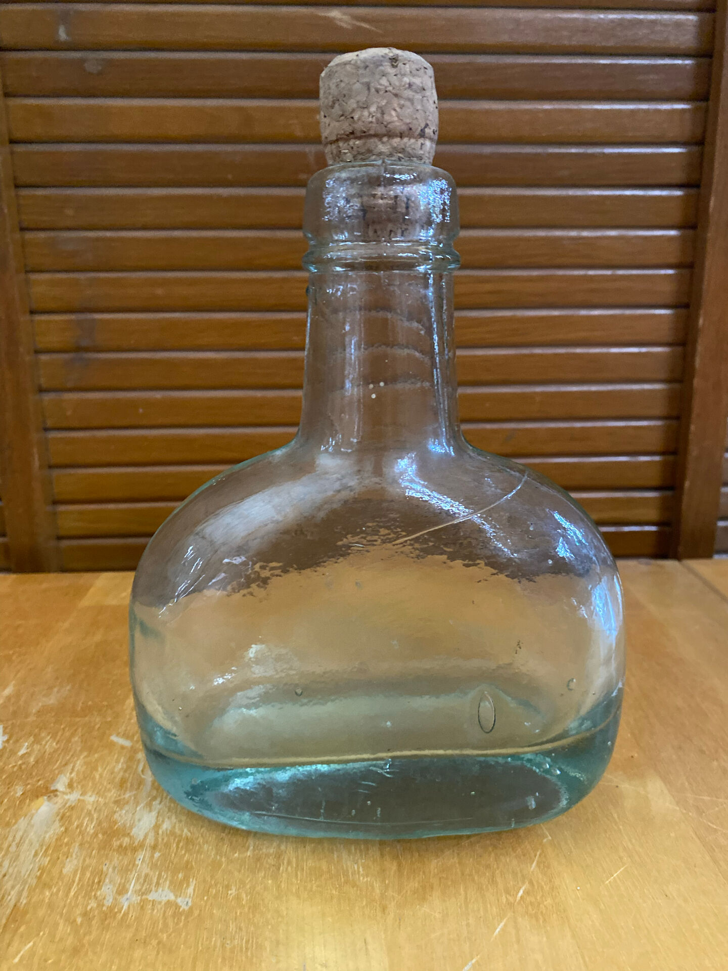 Bouteille Ancienne Verre Bullé + Bouchon Liège Vintage #E349