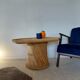 Table basse sculpturale en rotin tressé-vintage années 60/70