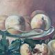 Antique original still life oil painting, fruit kitchen art