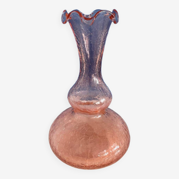 Pink crackle glass vase